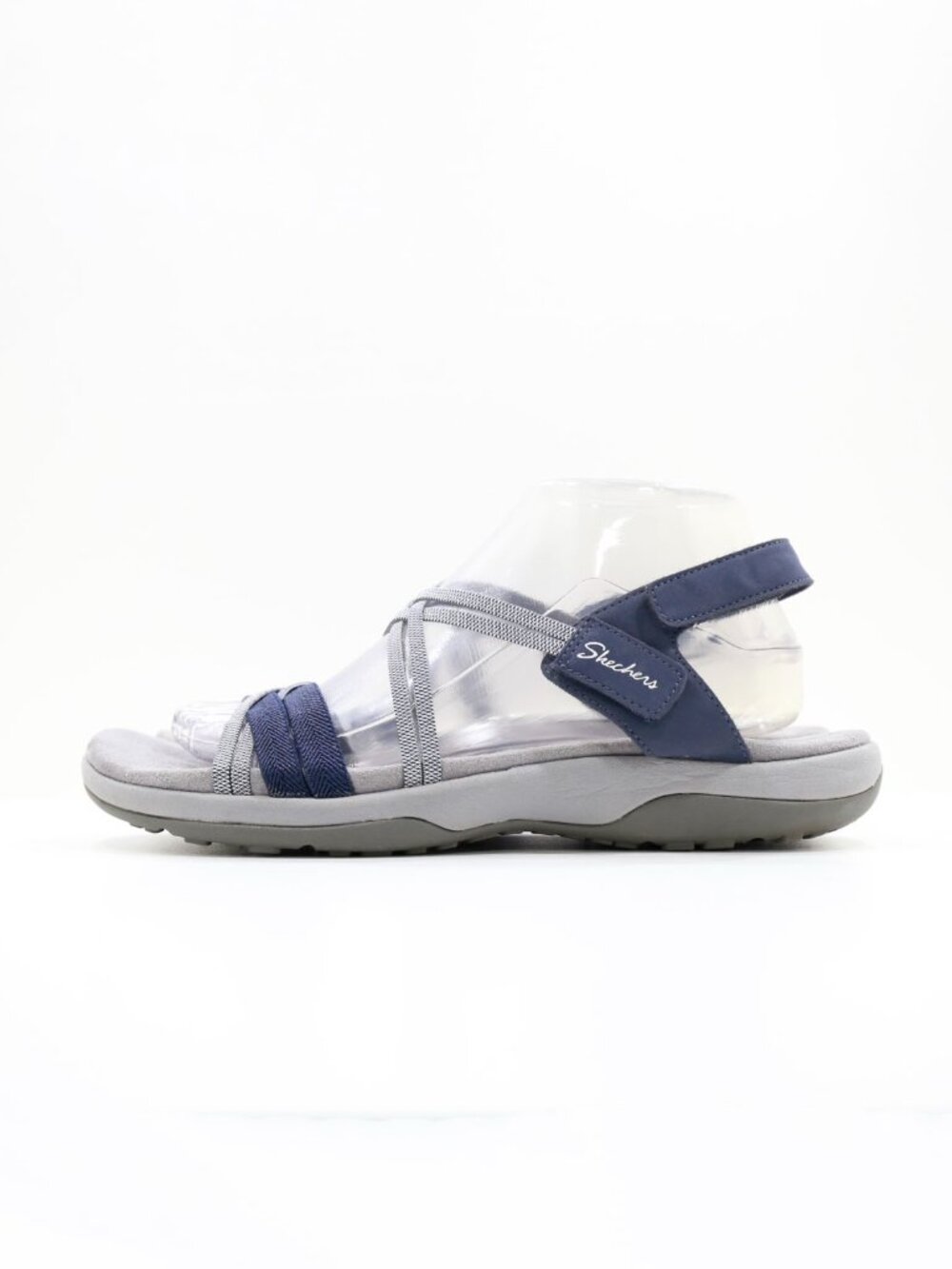 Skechers Reggae Slim Takes Two Blue Strappy Lightweight Flat Sandals - 9
